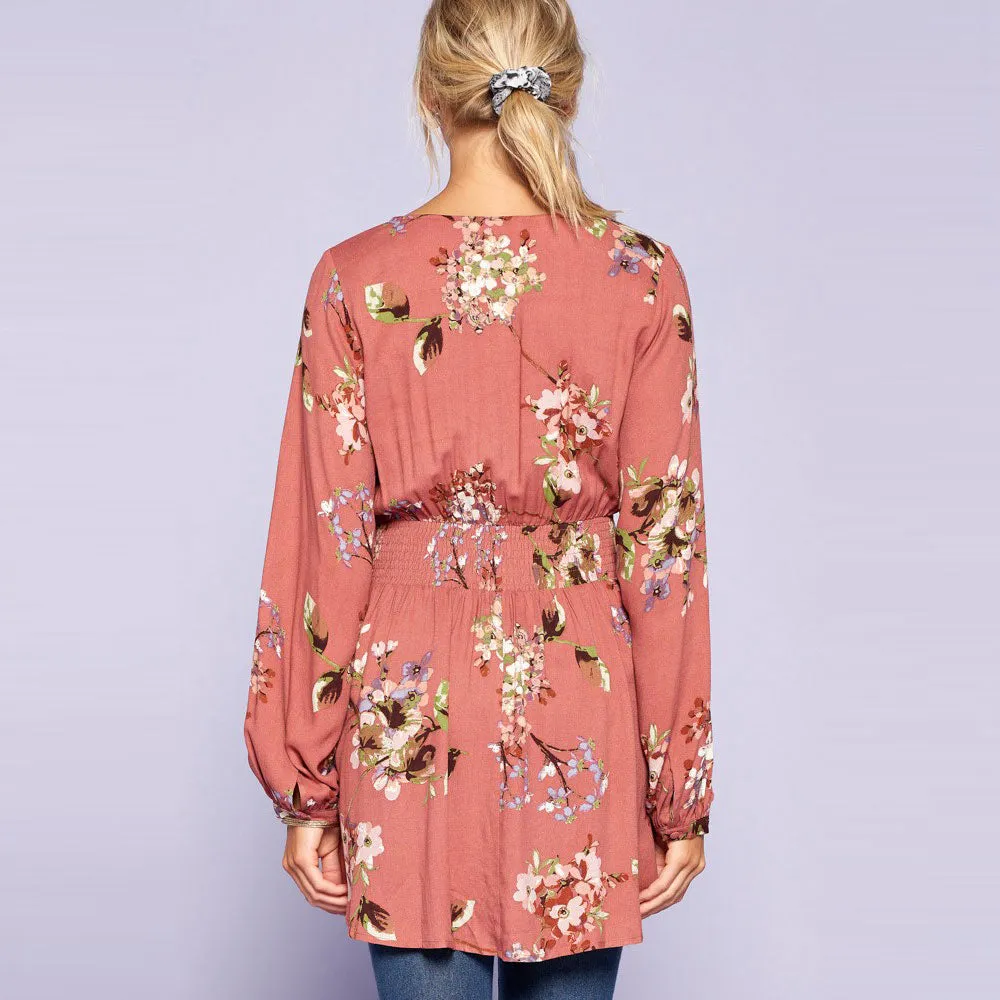 Floral Smocked Flowy Blouse