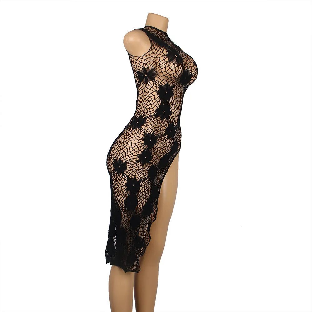 FLOWER WEBBING FISHNET CHEMISE