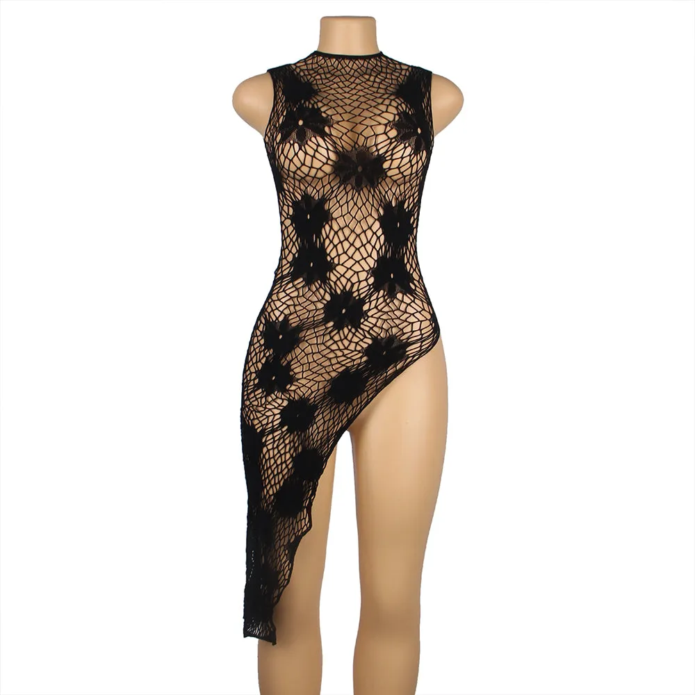 FLOWER WEBBING FISHNET CHEMISE