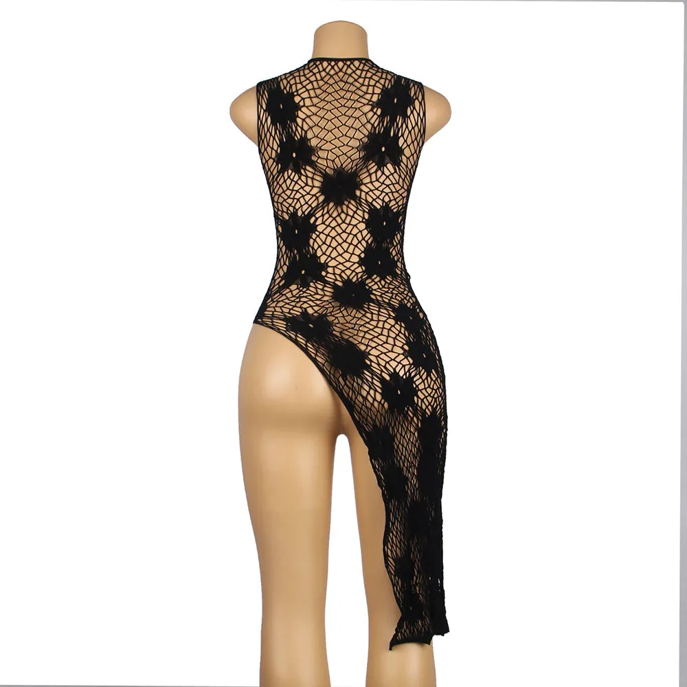 FLOWER WEBBING FISHNET CHEMISE