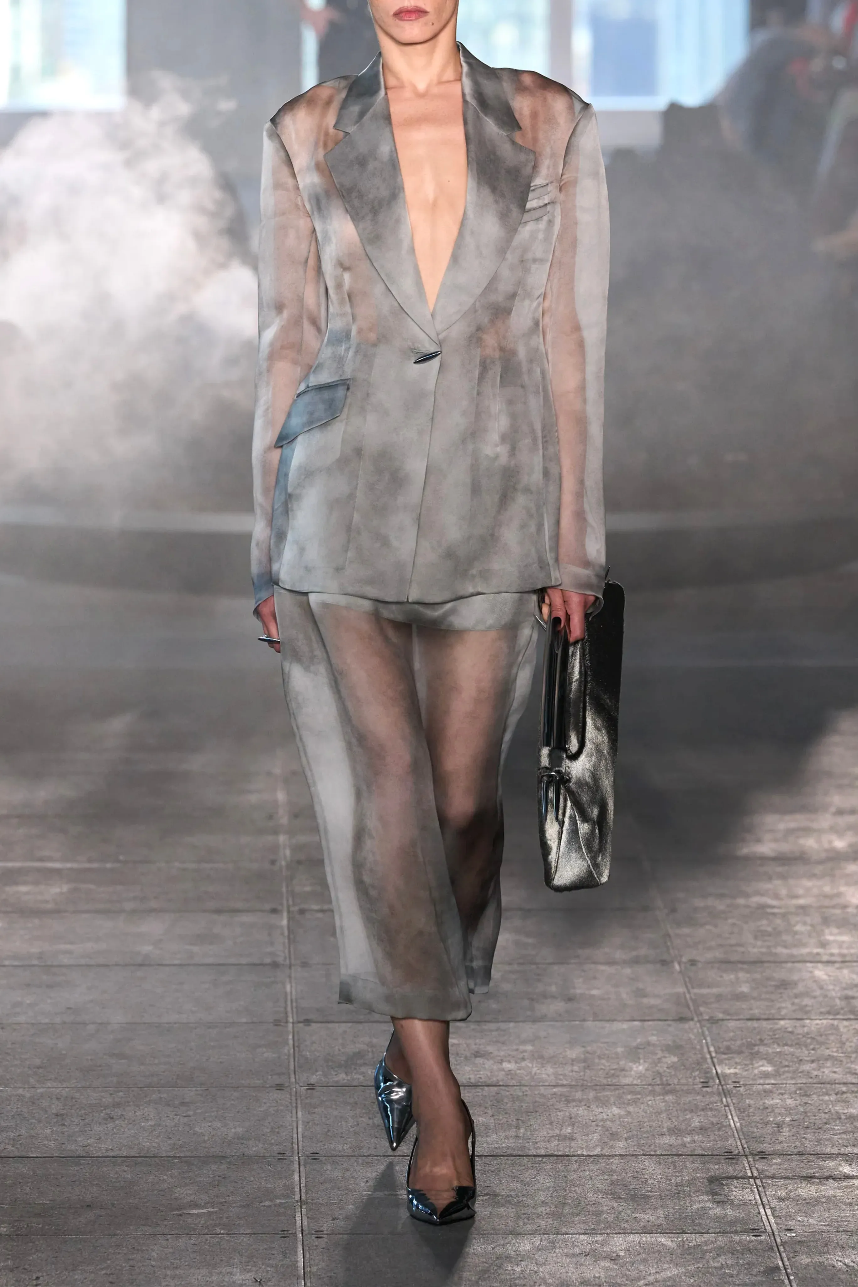 Fog Tailored Silk Midi Skirt