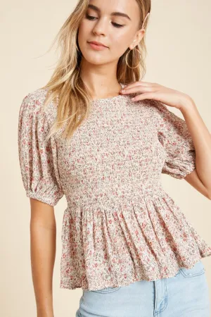Follow Your Heart Ivory Floral Print Top - FINAL SALE