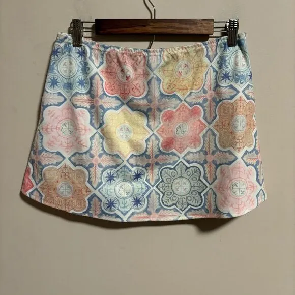 FOR LOVE &amp; LEMONS Mosaic Ole Skirt, Tile Print- Size Large