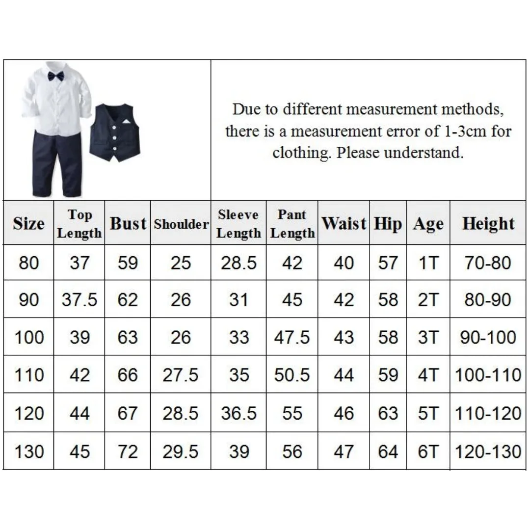 Formal Birthday Boy Long-sleeved Shirt with Bow Tie   Vest   Trouser