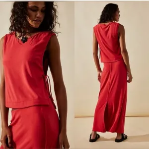 FP Beach 2Piece Sinead Red Sleeveless Top and Maxi Skirt Set XS