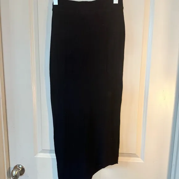 Frank &amp; Eileen Tee Lab Black Cotton Stretch Asymmetrical Skirt, Size XS