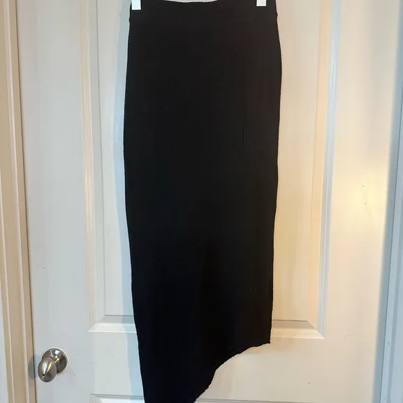 Frank &amp; Eileen Tee Lab Black Cotton Stretch Asymmetrical Skirt, Size XS