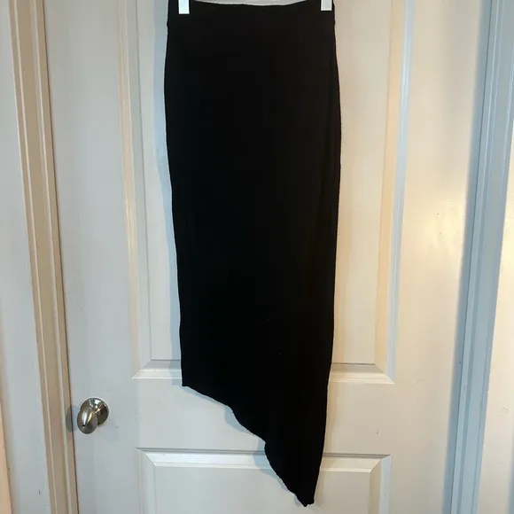 Frank &amp; Eileen Tee Lab Black Cotton Stretch Asymmetrical Skirt, Size XS