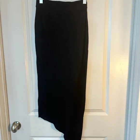 Frank &amp; Eileen Tee Lab Black Cotton Stretch Asymmetrical Skirt, Size XS