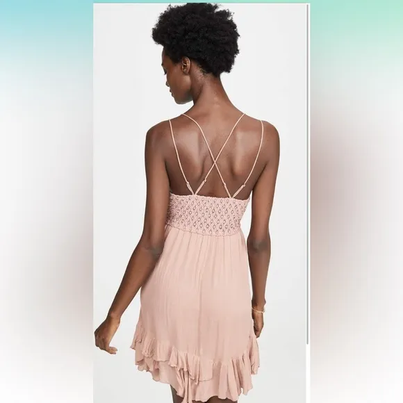 Free People Adela Purple and Mauve Sleeveless Mini Dress with Ruffled Skirt