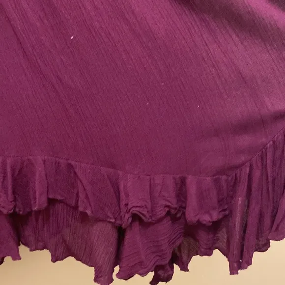 Free People Adela Purple and Mauve Sleeveless Mini Dress with Ruffled Skirt