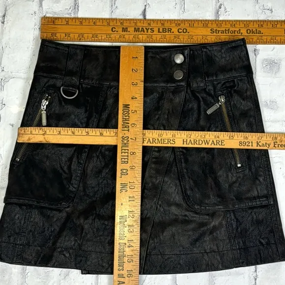 Free People Carson Mini Skirt Vegan Leather Utility Wrap Asymmetric Overlapping