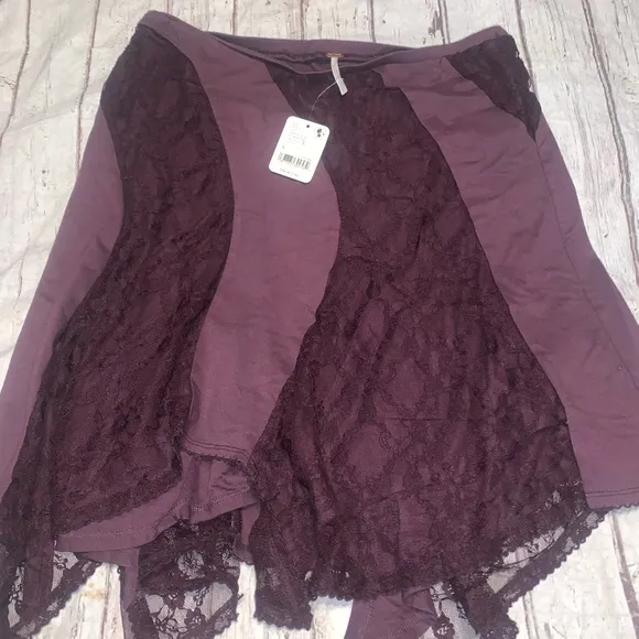 Free People Dreamcatcher purple lace asymmetrical skirt S nwt!