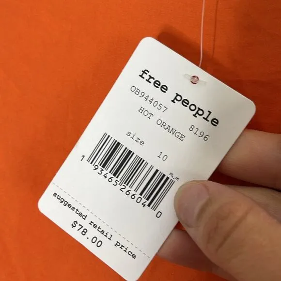 FREE PEOPLE Hot Orange Polyester Midi High Slit Asymmetrical Skirt Size 10 NWT