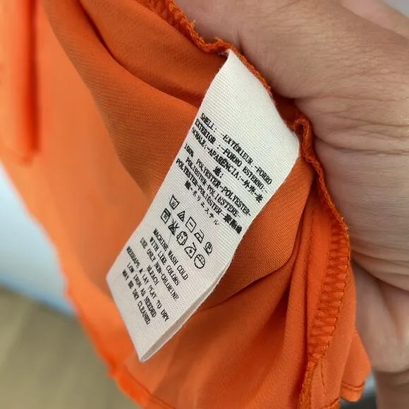 FREE PEOPLE Hot Orange Polyester Midi High Slit Asymmetrical Skirt Size 10 NWT
