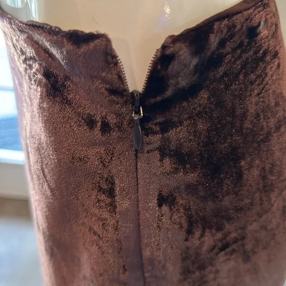 Free People My Lacey Asymetrical Chocolate Merlot Velvet Midi Skirt Size 12