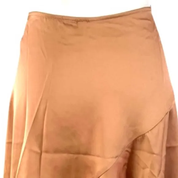 Free People size 4 Slim Shine gold tan asymmetrical silky mid-rise short skirt