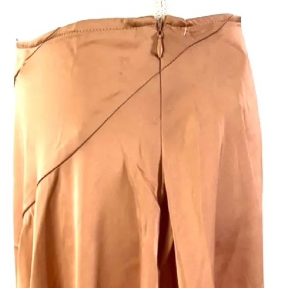 Free People size 4 Slim Shine gold tan asymmetrical silky mid-rise short skirt