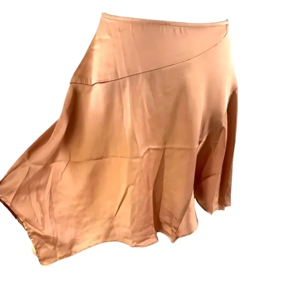 Free People size 4 Slim Shine gold tan asymmetrical silky mid-rise short skirt
