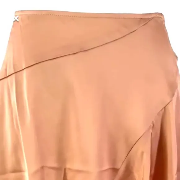 Free People size 4 Slim Shine gold tan asymmetrical silky mid-rise short skirt