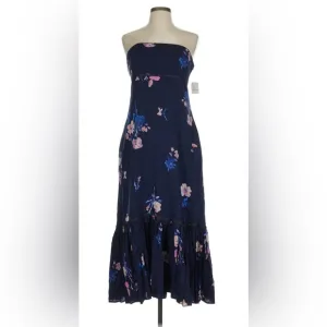Free People Strapless Floral Navy Maxi Dress
