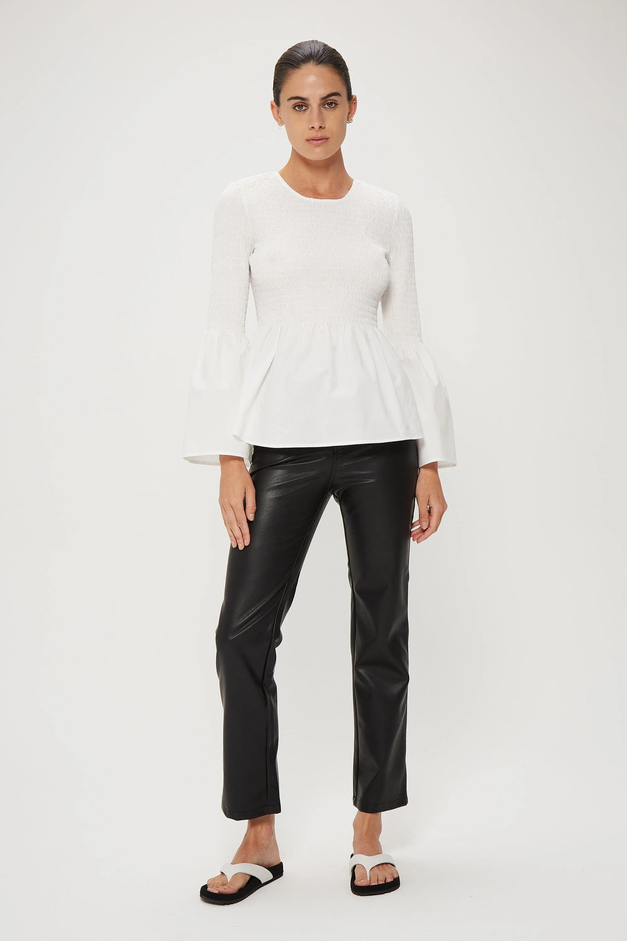 FULL FORM SHIRRED BLOUSE | OFF WHITE | FINAL SALE