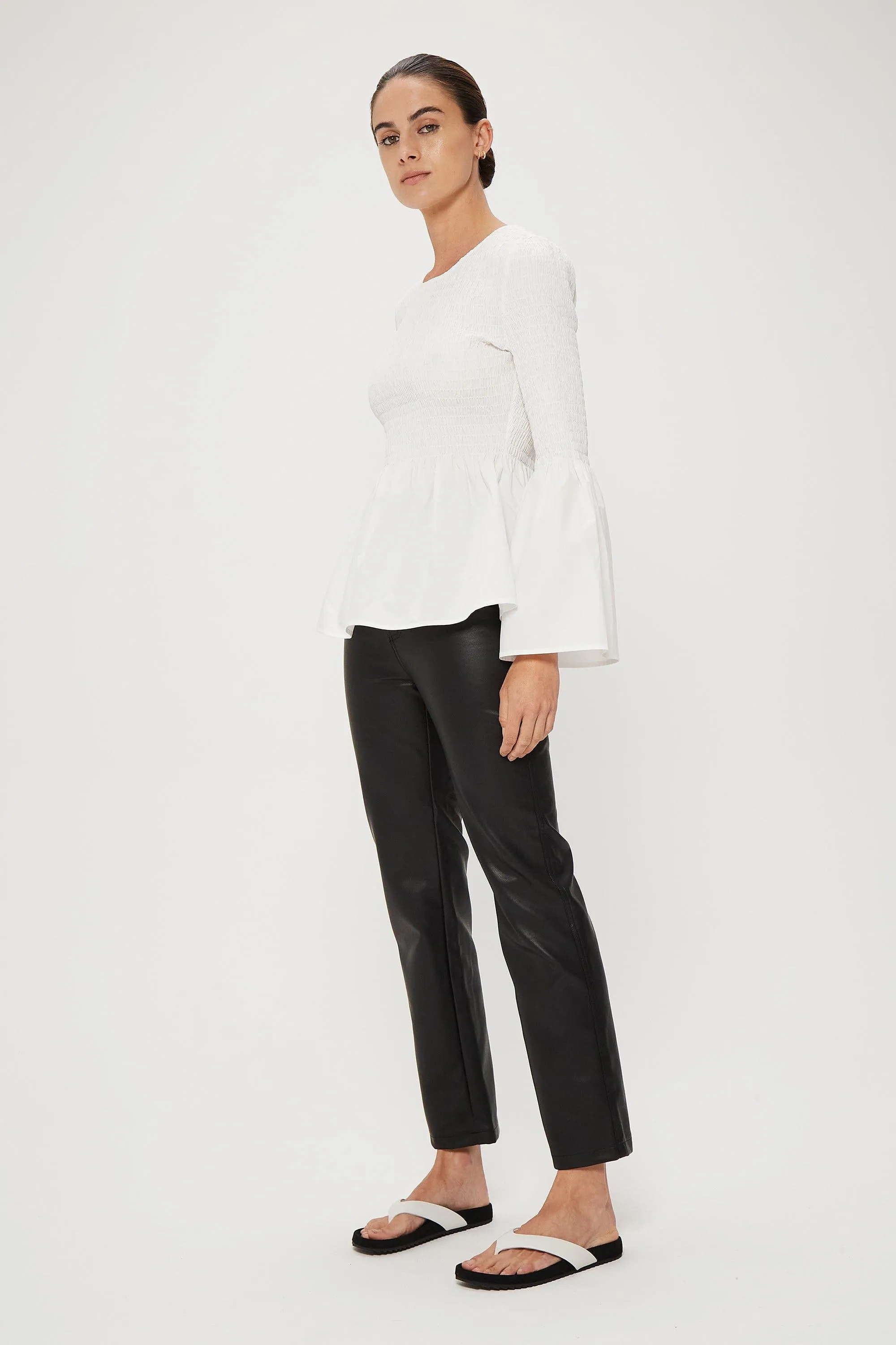 FULL FORM SHIRRED BLOUSE | OFF WHITE | FINAL SALE