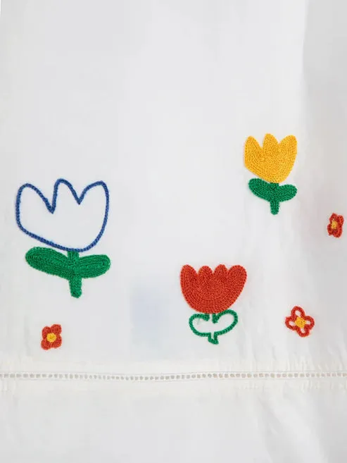 Garden Embroidery Poplin Skirt | White