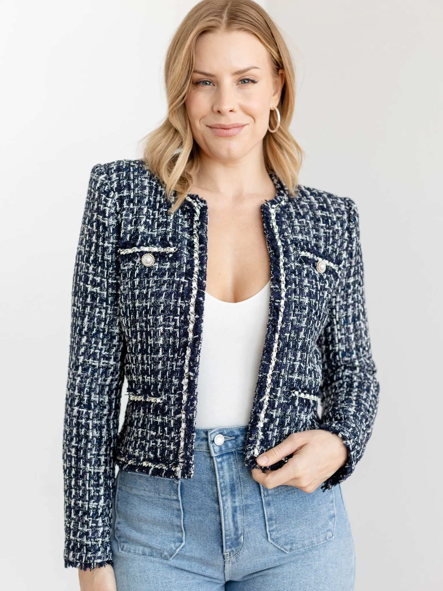 Generation Love Betsy Button Tweed Blazer
