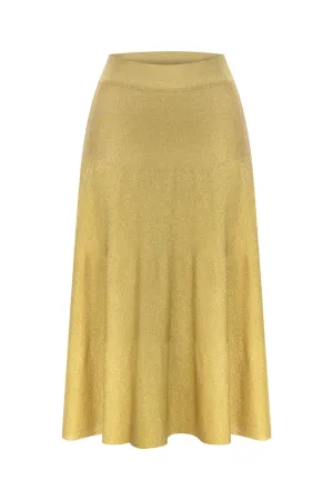 GLITTERED MIDI SKIRT GOLD