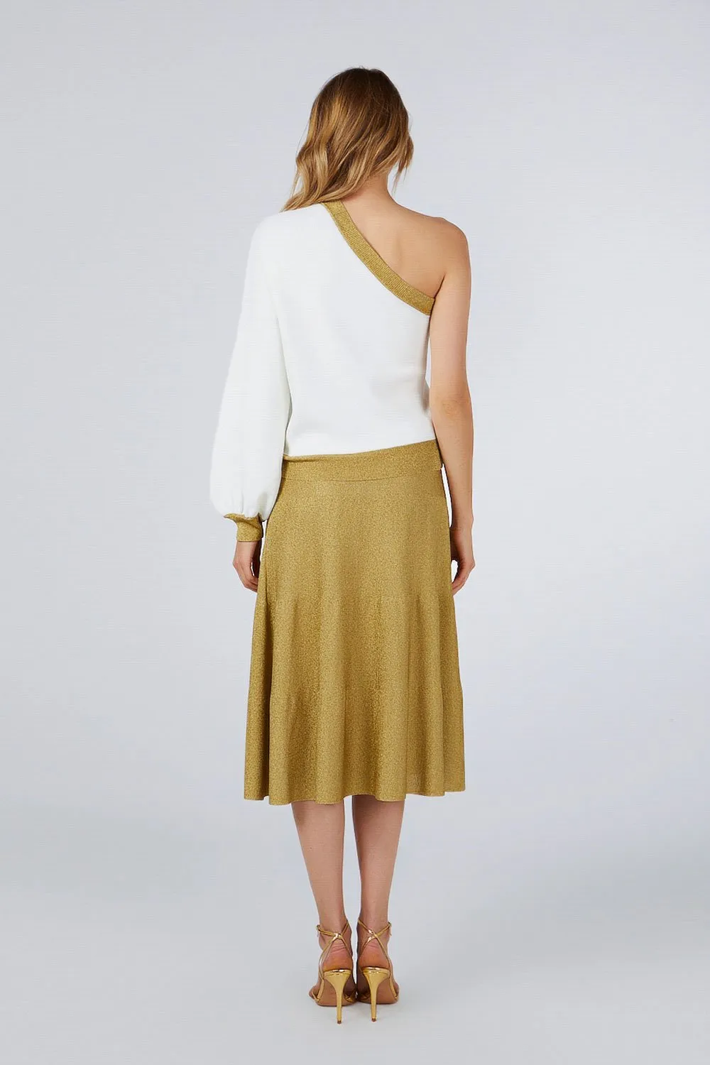 GLITTERED MIDI SKIRT GOLD