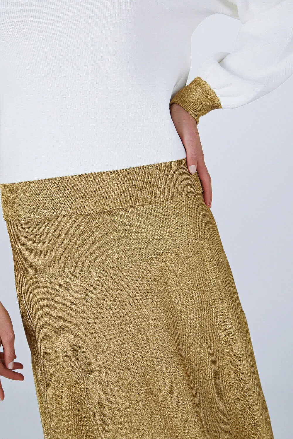 GLITTERED MIDI SKIRT GOLD