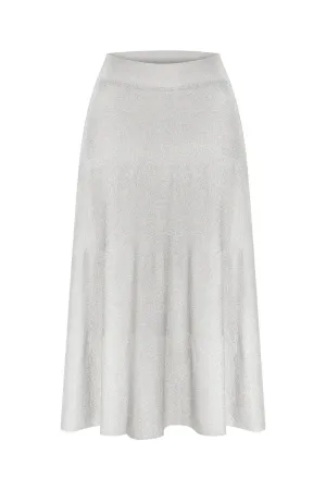 GLITTERED MIDI SKIRT SILVER
