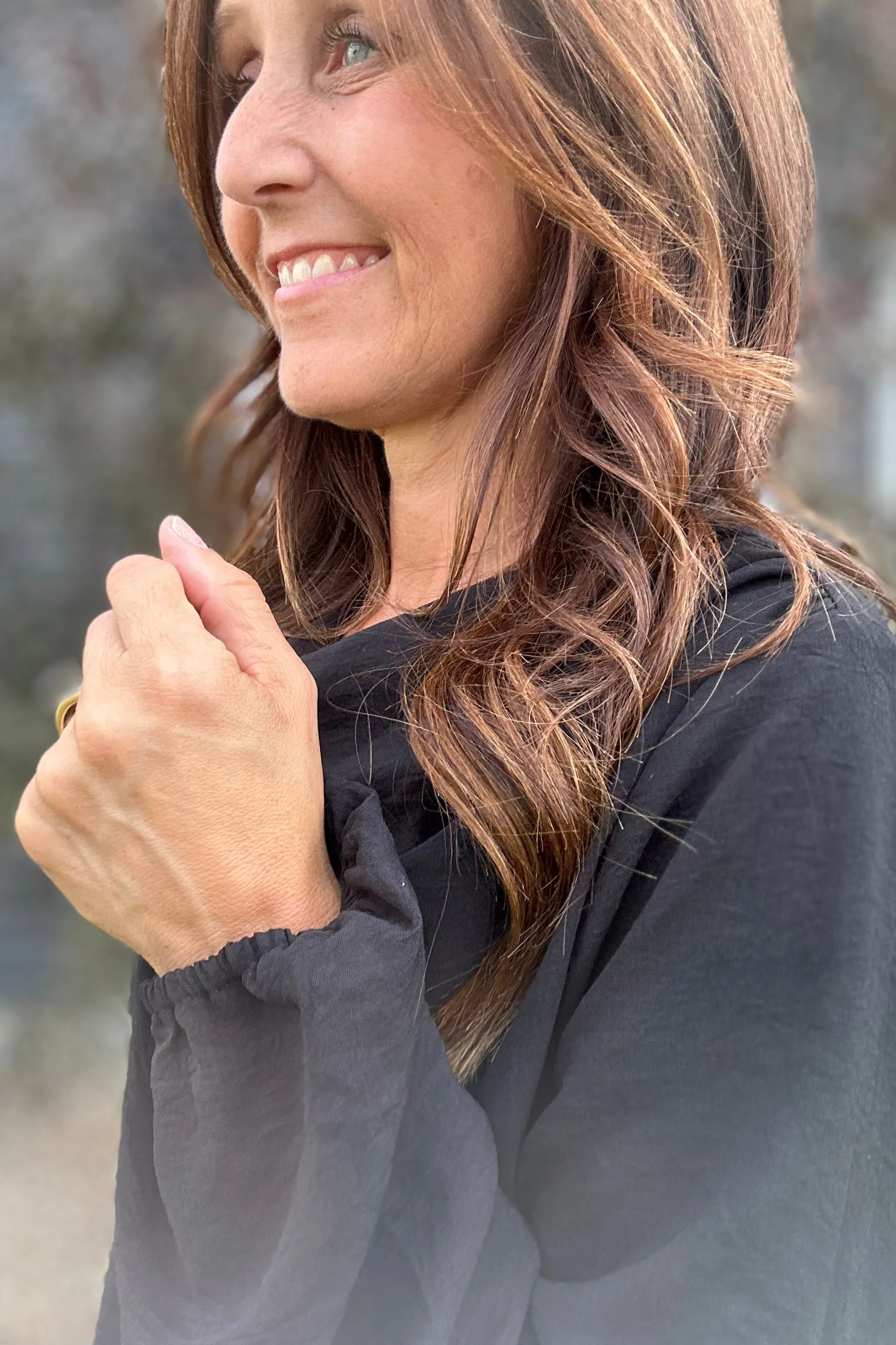 Gretchen Cowl Neck Peplum Top