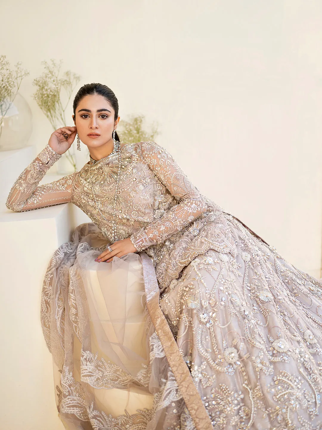 Grey Skin Bridal Lehenga Kameez Pakistani Wedding Dresses