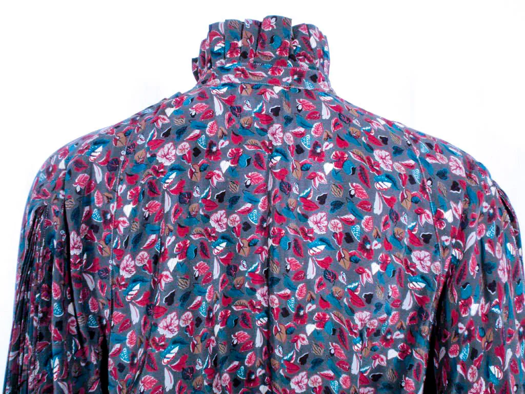 GUCCI 2 pc Silk Floral Blouse and Skirt Set Size 46