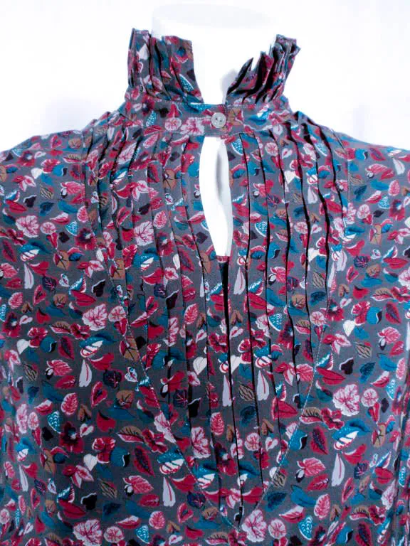 GUCCI 2 pc Silk Floral Blouse and Skirt Set Size 46