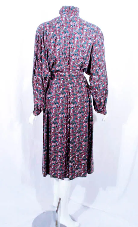 GUCCI 2 pc Silk Floral Blouse and Skirt Set Size 46