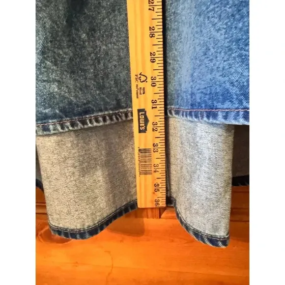 H&amp;M Full midi denim skirt NWT Hi/low western country back zip 14 med wash