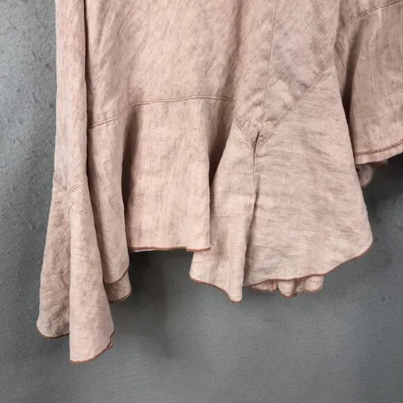 Hanna For La Journee Skirt Womens Small Pink 100% Linen Lagenlook Asymmetrical