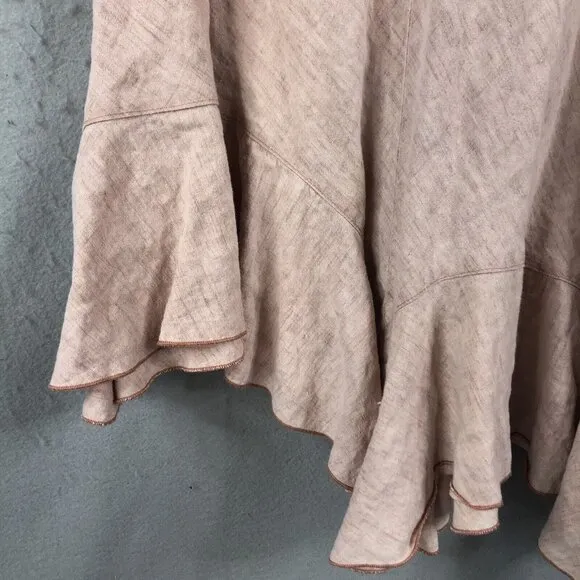 Hanna For La Journee Skirt Womens Small Pink 100% Linen Lagenlook Asymmetrical