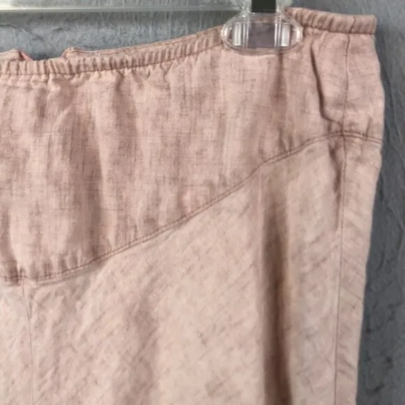 Hanna For La Journee Skirt Womens Small Pink 100% Linen Lagenlook Asymmetrical