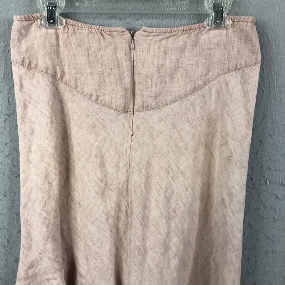 Hanna For La Journee Skirt Womens Small Pink 100% Linen Lagenlook Asymmetrical