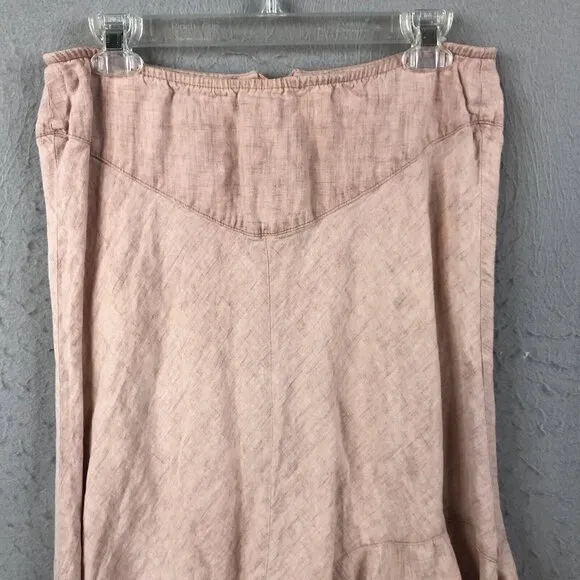 Hanna For La Journee Skirt Womens Small Pink 100% Linen Lagenlook Asymmetrical