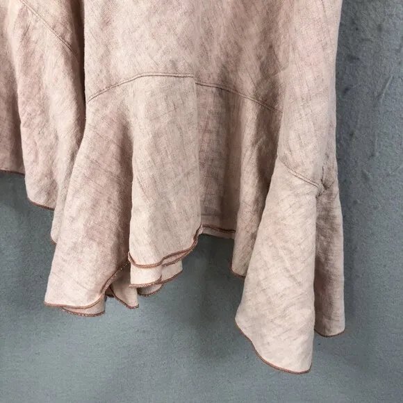Hanna For La Journee Skirt Womens Small Pink 100% Linen Lagenlook Asymmetrical