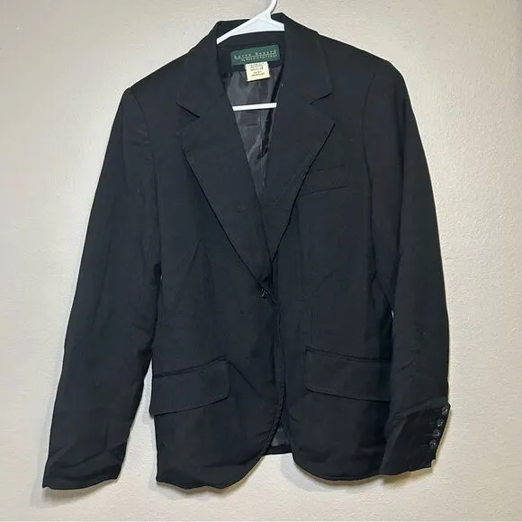 Harve Benard black 100% wool one button blazer women’s size medium 8