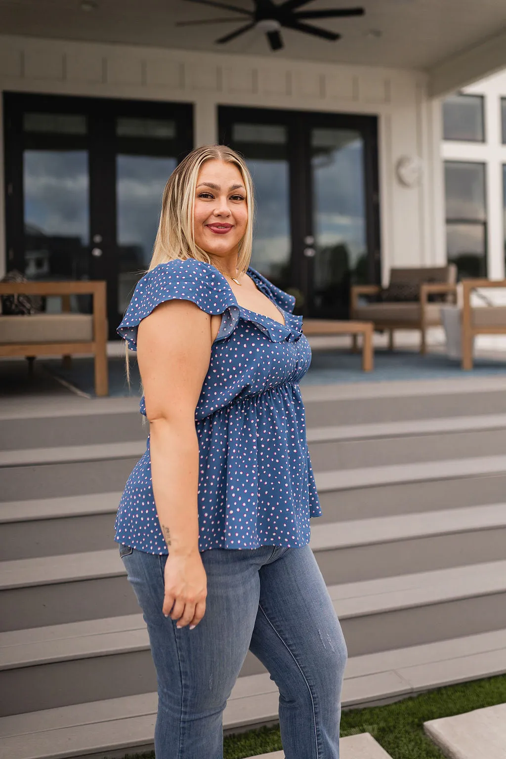 Hazel Blues® |  Connect the Dots Peplum Blouse