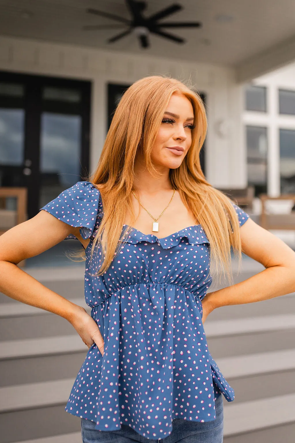 Hazel Blues® |  Connect the Dots Peplum Blouse