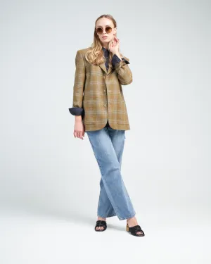 hopper plaid dennis blazer - tan multi