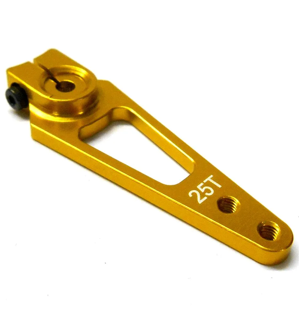 HS451066 1/10 Steering Alloy Servo Horn Arm 25 Teeth Tooth 25T Single Gold 50mm